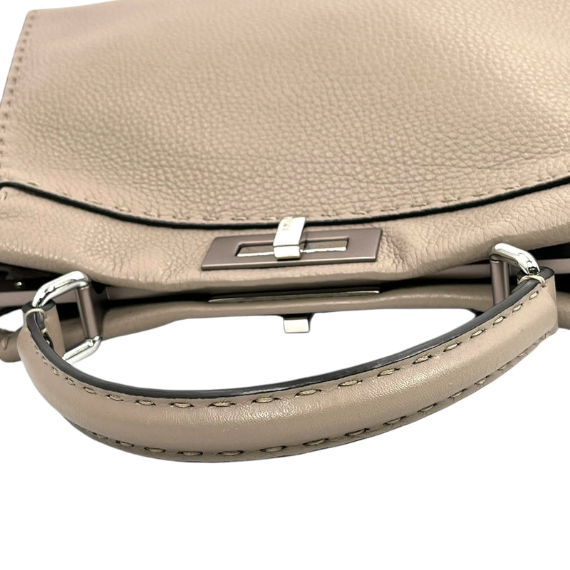 FENDI Peekaboo Regular Selleria Calfskin Handbag - Beige 