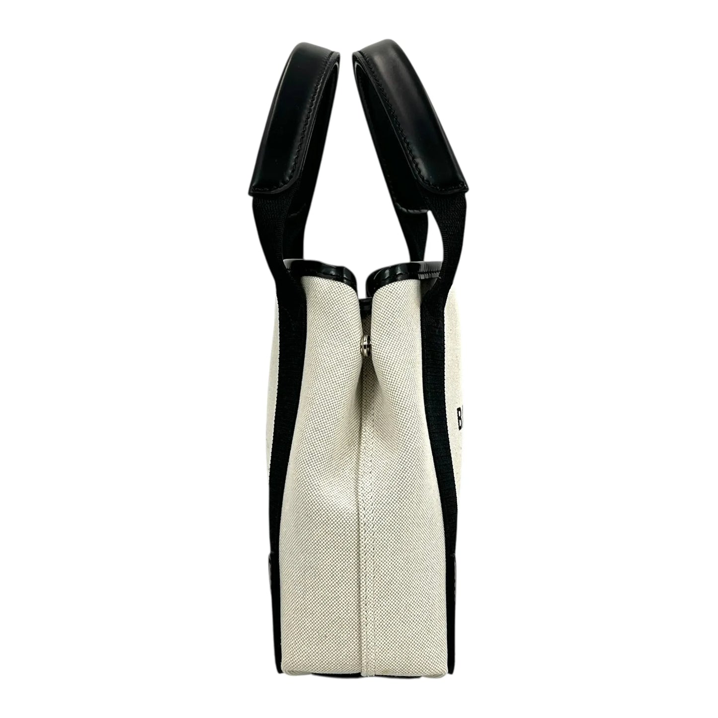 BALENCIAGA Navy Cabas XS Canvas Handbag/Shoulder Bag - White/Black 