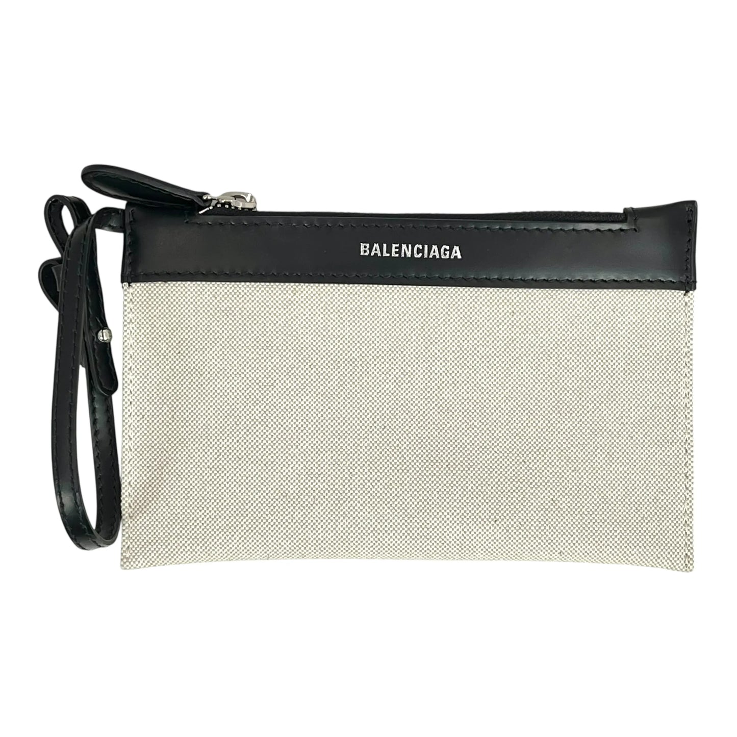 BALENCIAGA Navy Cabas XS Canvas Handbag/Shoulder Bag - White/Black 