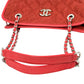 CHANEL French Riviera Caviar Leather Chain Shoulder Bag - Red 