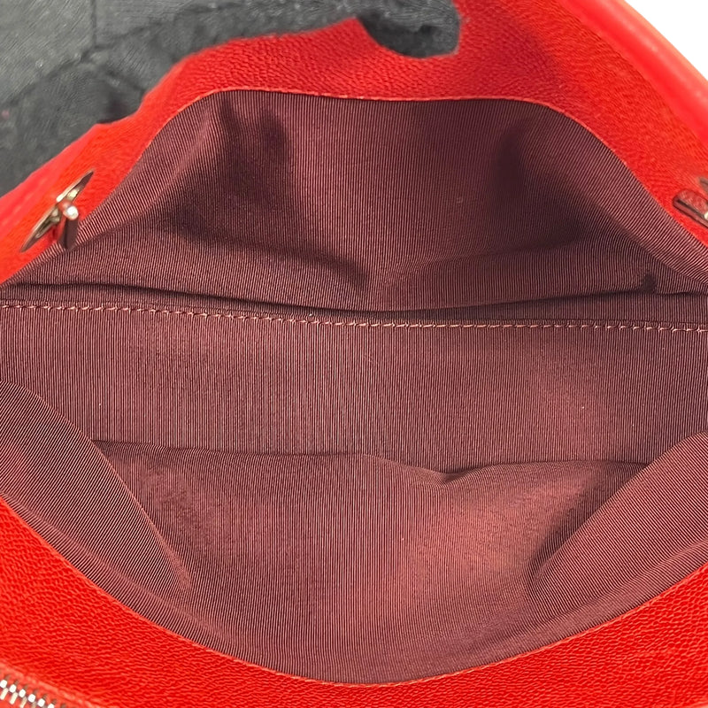 CHANEL French Riviera Caviar Leather Chain Shoulder Bag - Red 