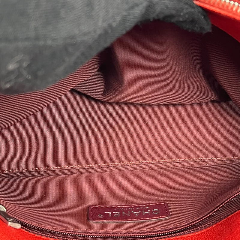 CHANEL French Riviera Caviar Leather Chain Shoulder Bag - Red 