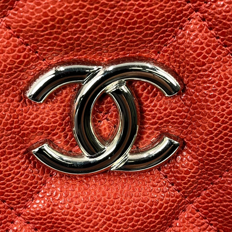 CHANEL French Riviera Caviar Leather Chain Shoulder Bag - Red 