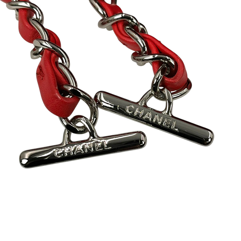 CHANEL French Riviera Caviar Leather Chain Shoulder Bag - Red 