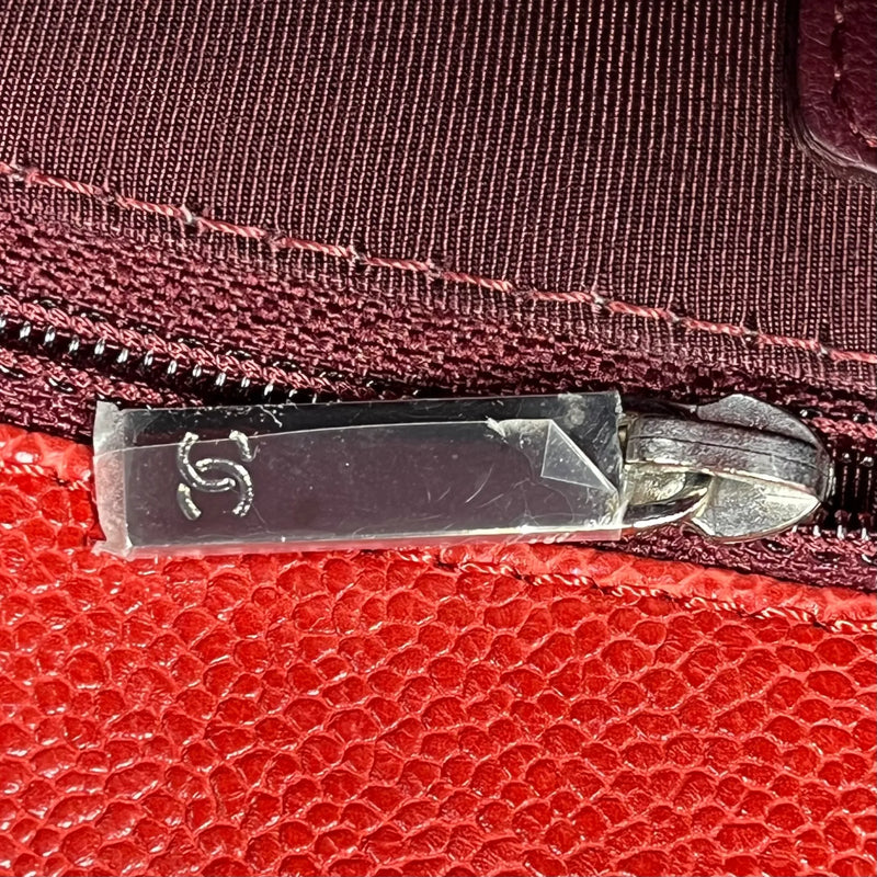 CHANEL French Riviera Caviar Leather Chain Shoulder Bag - Red 