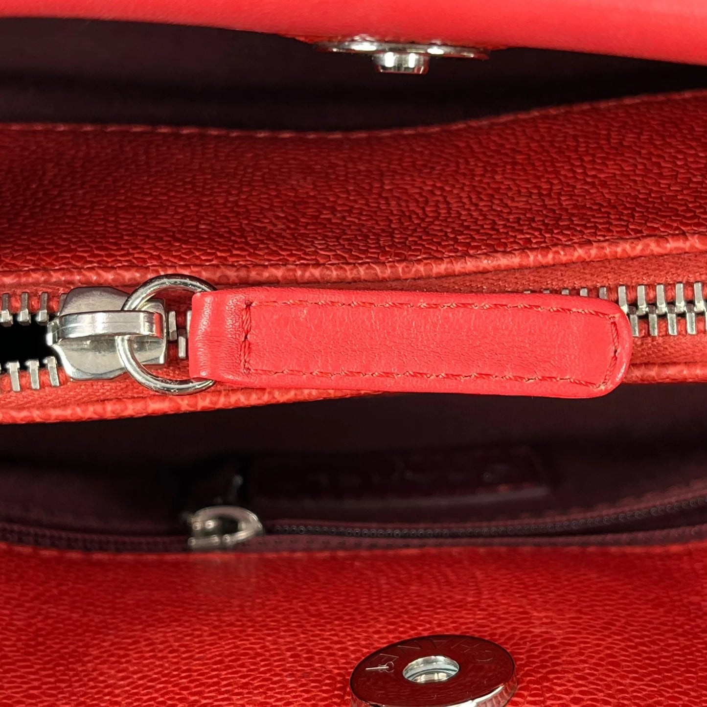 CHANEL French Riviera Caviar Leather Chain Shoulder Bag - Red 