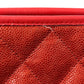 CHANEL French Riviera Caviar Leather Chain Shoulder Bag - Red 