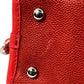CHANEL French Riviera Caviar Leather Chain Shoulder Bag - Red 