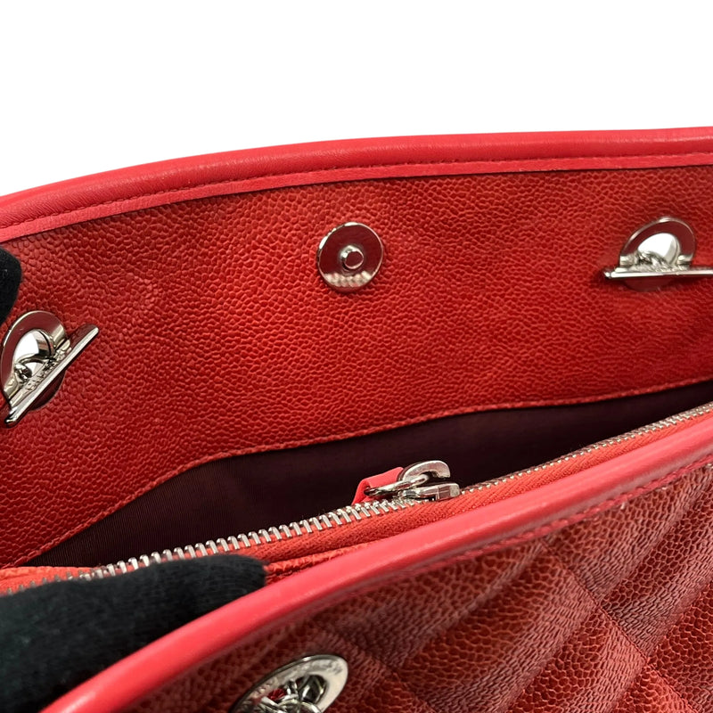 CHANEL French Riviera Caviar Leather Chain Shoulder Bag - Red 