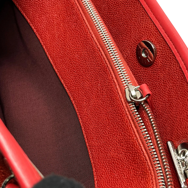 CHANEL French Riviera Caviar Leather Chain Shoulder Bag - Red 