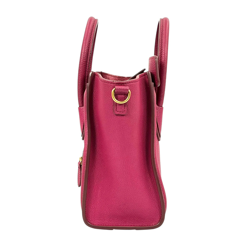 CELINE Luggage Nano Shopper Calfskin Handbag/Shoulder Bag - Purple 