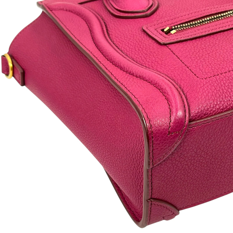 CELINE Luggage Nano Shopper Calfskin Handbag/Shoulder Bag - Purple 