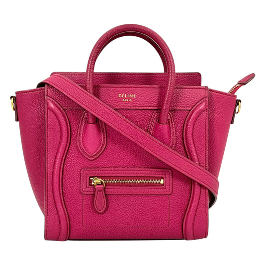 CELINE ラゲージ ナノ ショッパー カーフスキン ハンドバッグ ショルダーバッグ - パープル