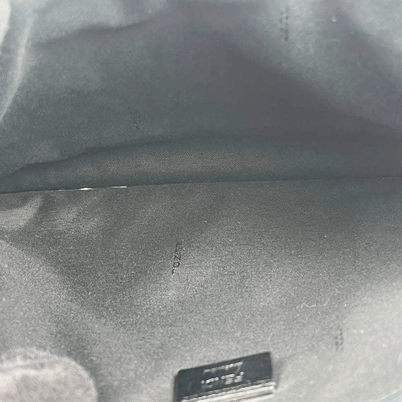 FENDI Roma Sync Logo Leather Clutch Bag - Navy