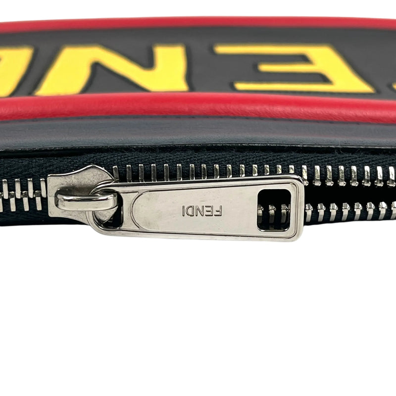 FENDI Roma Sync Logo Leather Clutch Bag - Navy