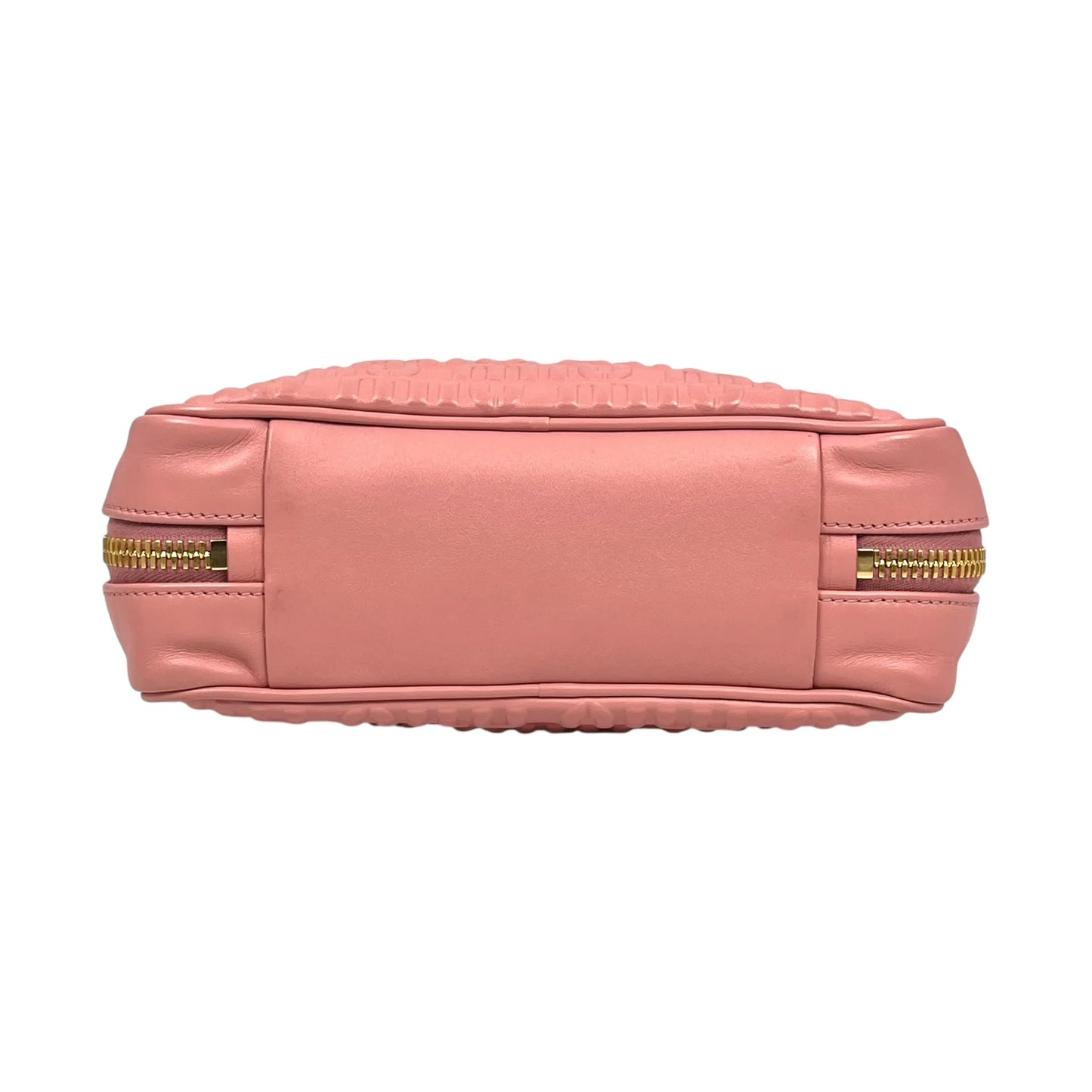 MiuMiu Embossed Logo Nappa Leather Chain Shoulder Bag - Pink 