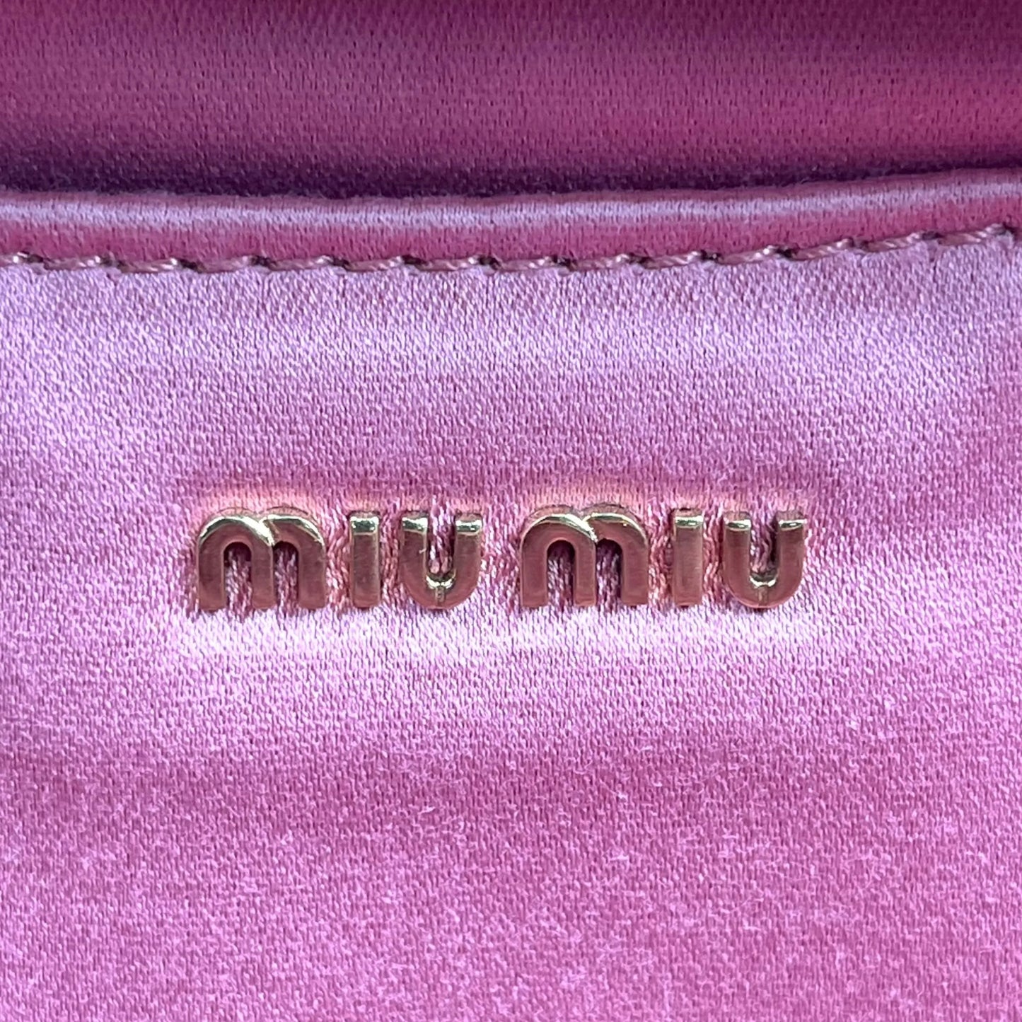 MiuMiu Embossed Logo Nappa Leather Chain Shoulder Bag - Pink 