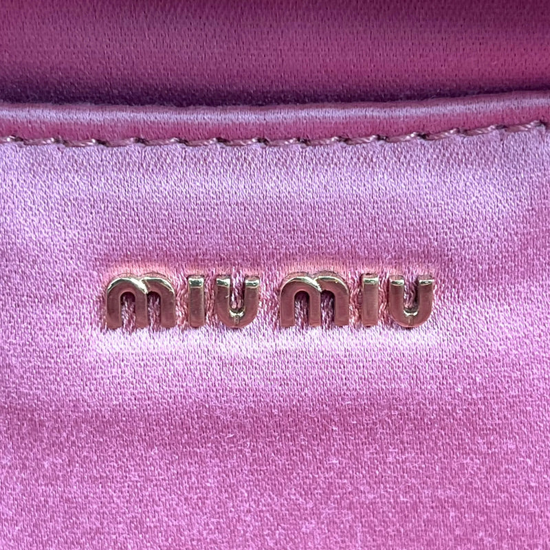 MiuMiu Embossed Logo Nappa Leather Chain Shoulder Bag - Pink 