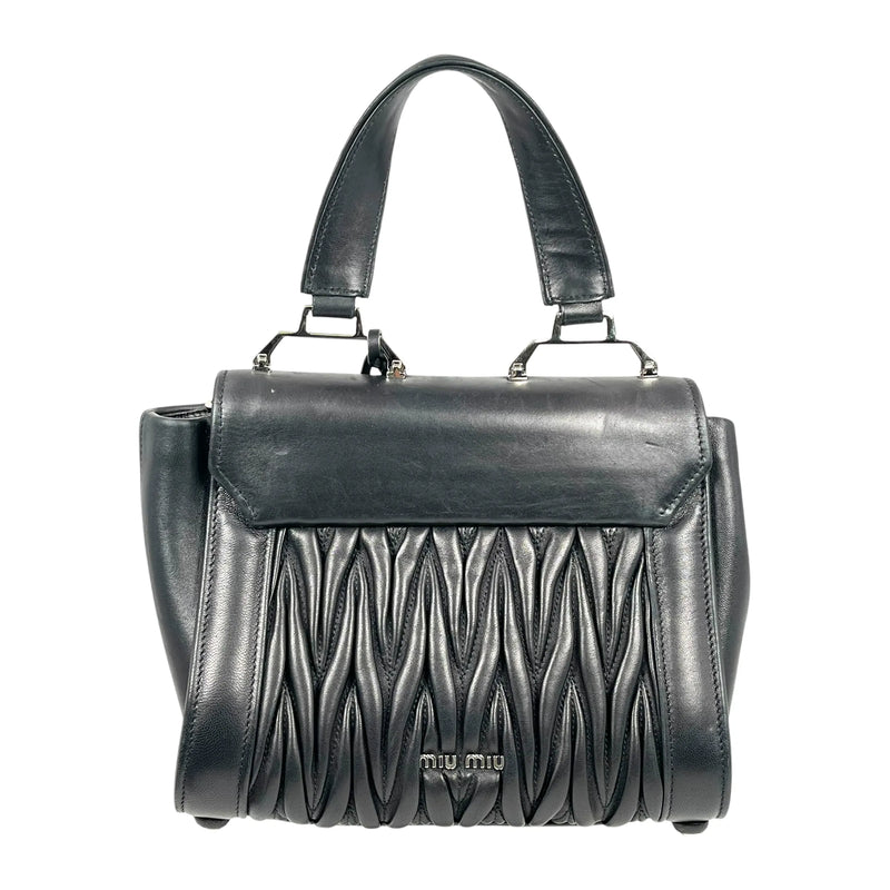 MiuMiu Matelassé Lambskin Handbag/Shoulder Bag - Black 