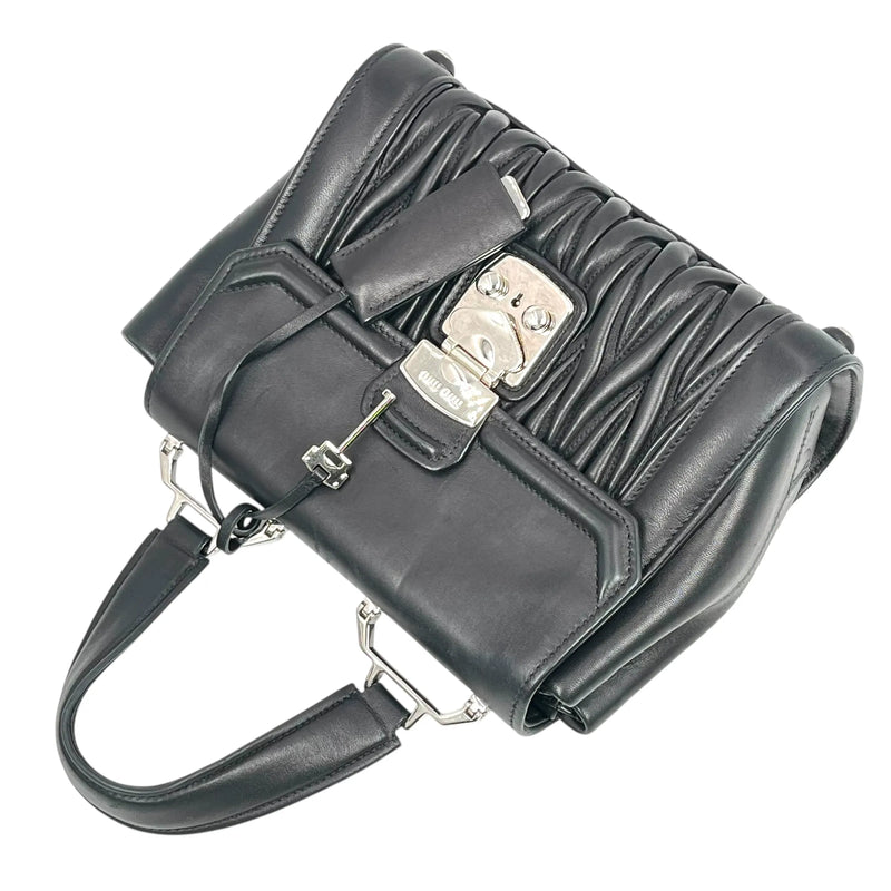 MiuMiu Matelassé Lambskin Handbag/Shoulder Bag - Black 