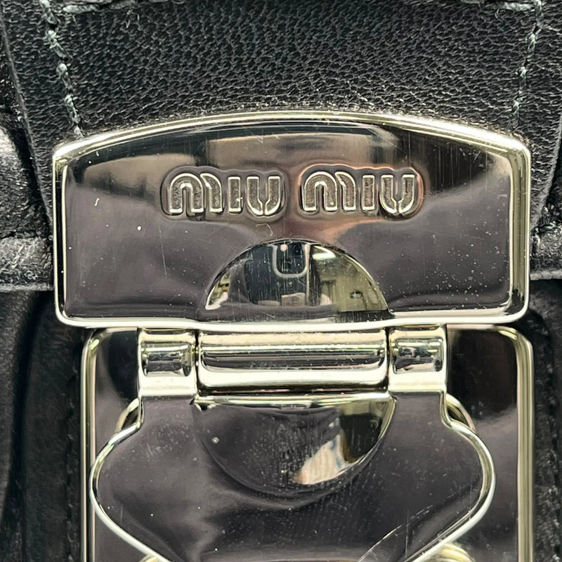 MiuMiu Matelassé Lambskin Handbag/Shoulder Bag - Black 