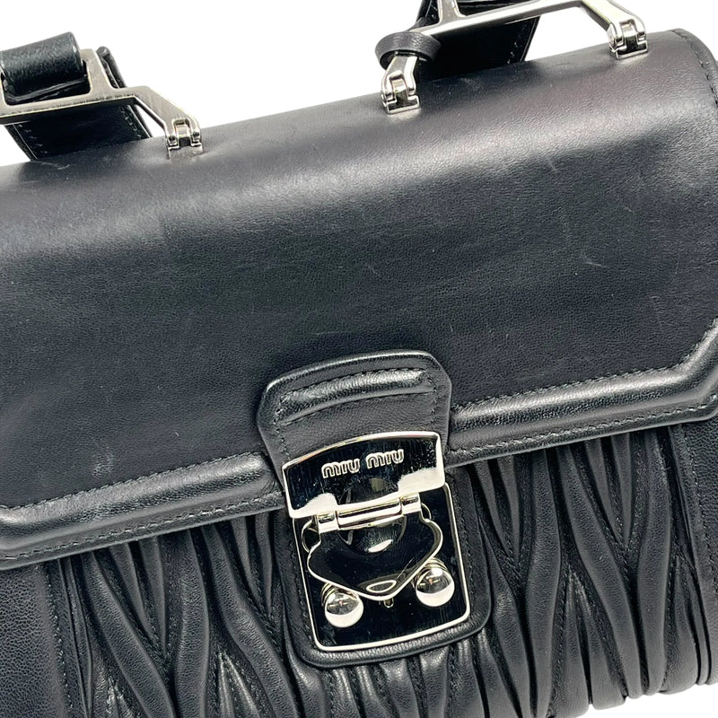 MiuMiu Matelassé Lambskin Handbag/Shoulder Bag - Black 