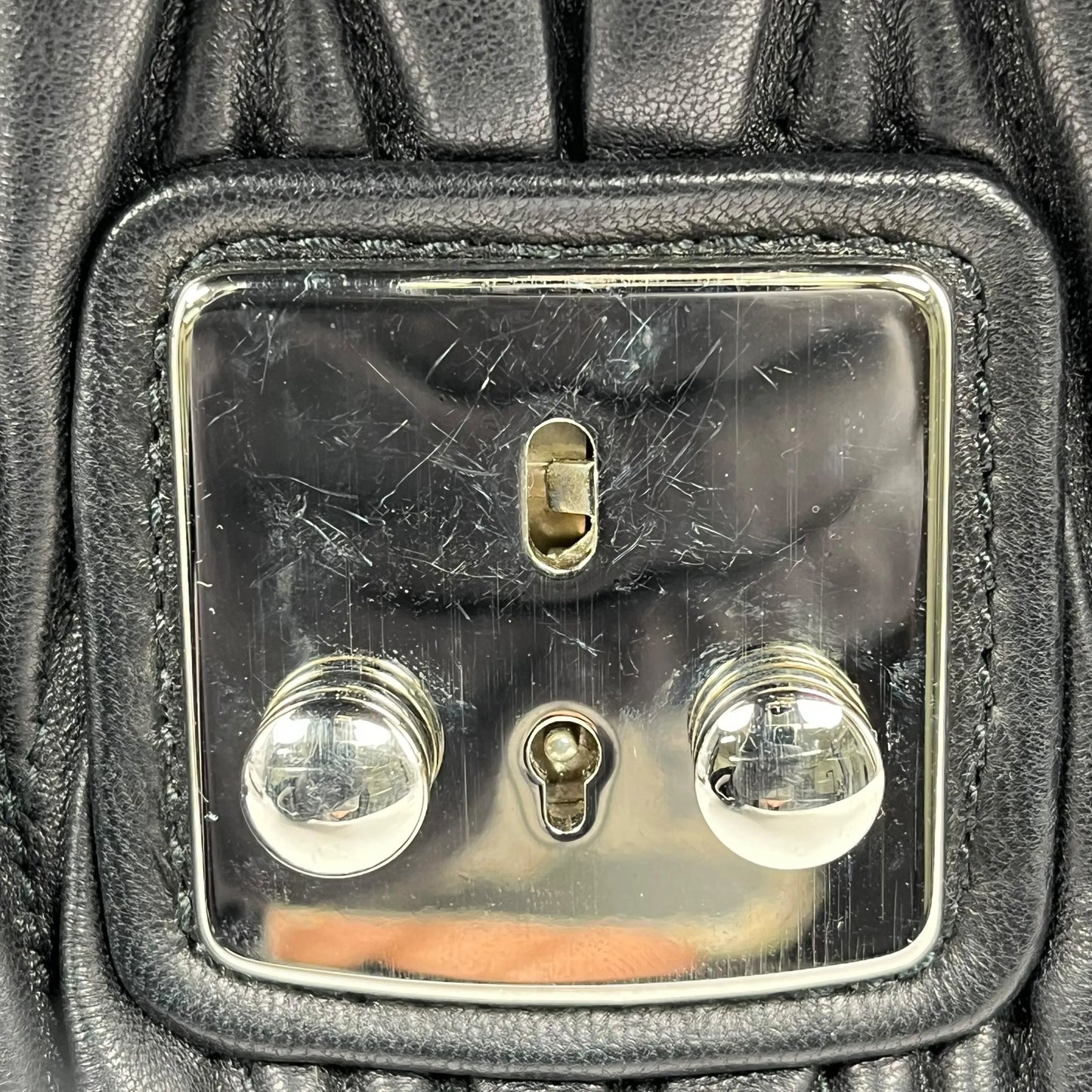 MiuMiu Matelassé Lambskin Handbag/Shoulder Bag - Black 