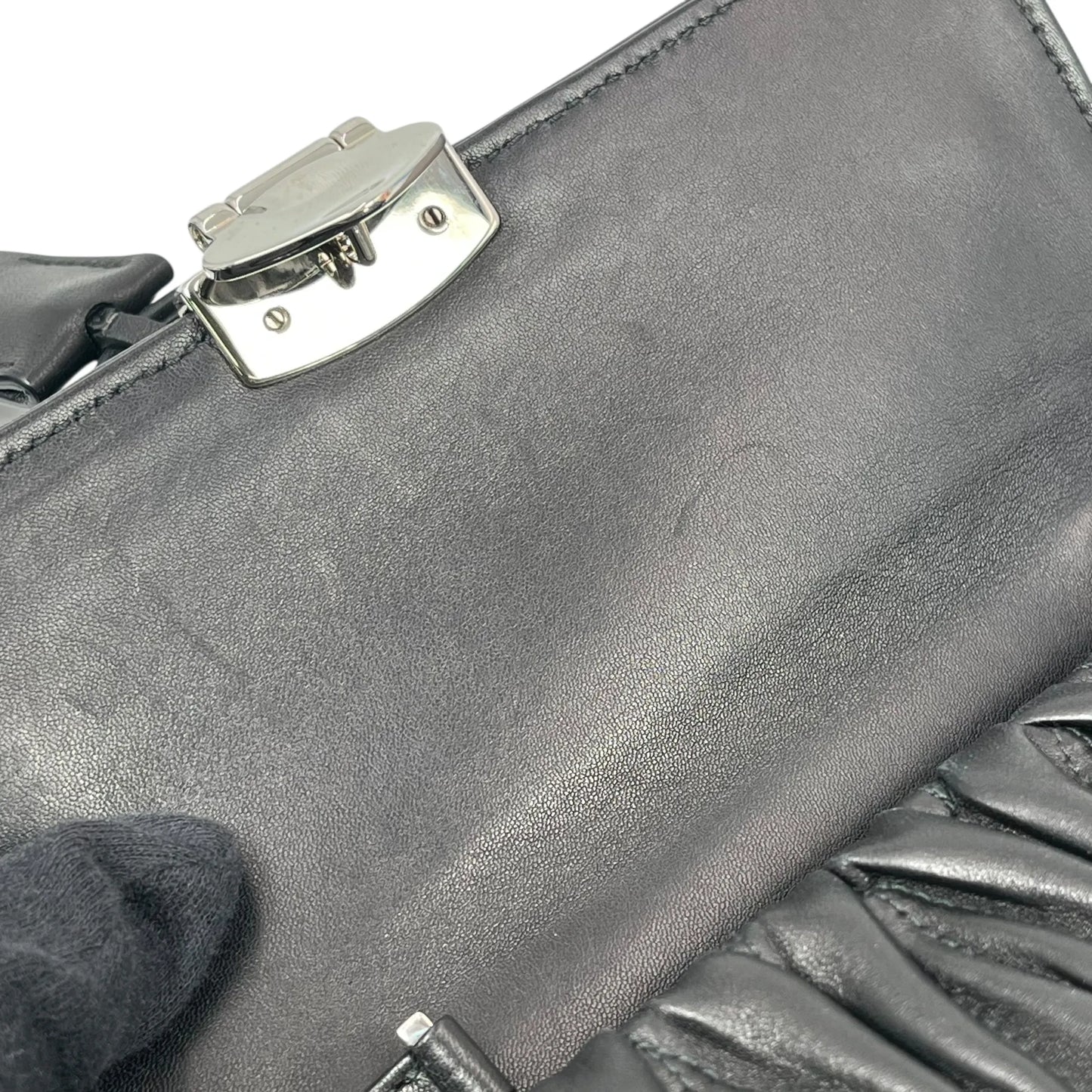 MiuMiu Matelassé Lambskin Handbag/Shoulder Bag - Black 