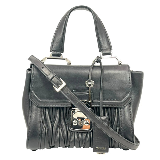 MiuMiu Matelassé Lambskin Handbag/Shoulder Bag - Black 