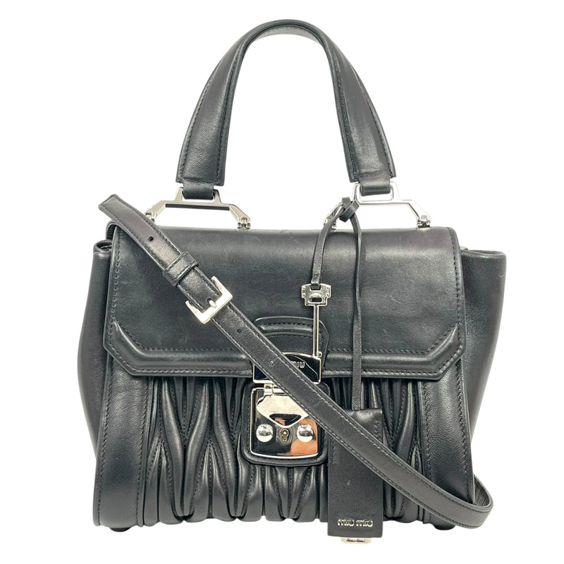 MiuMiu Matelassé Lambskin Handbag/Shoulder Bag - Black 