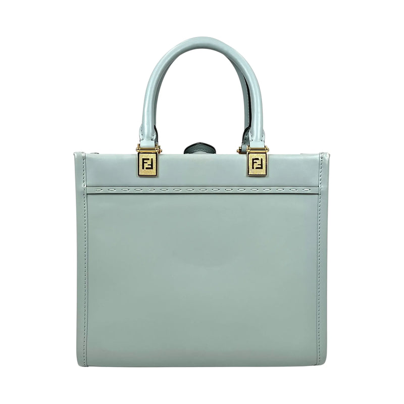 FENDI Sunshine Shopper Small Calfskin Leather Handbag/Shoulder Bag - Blue 