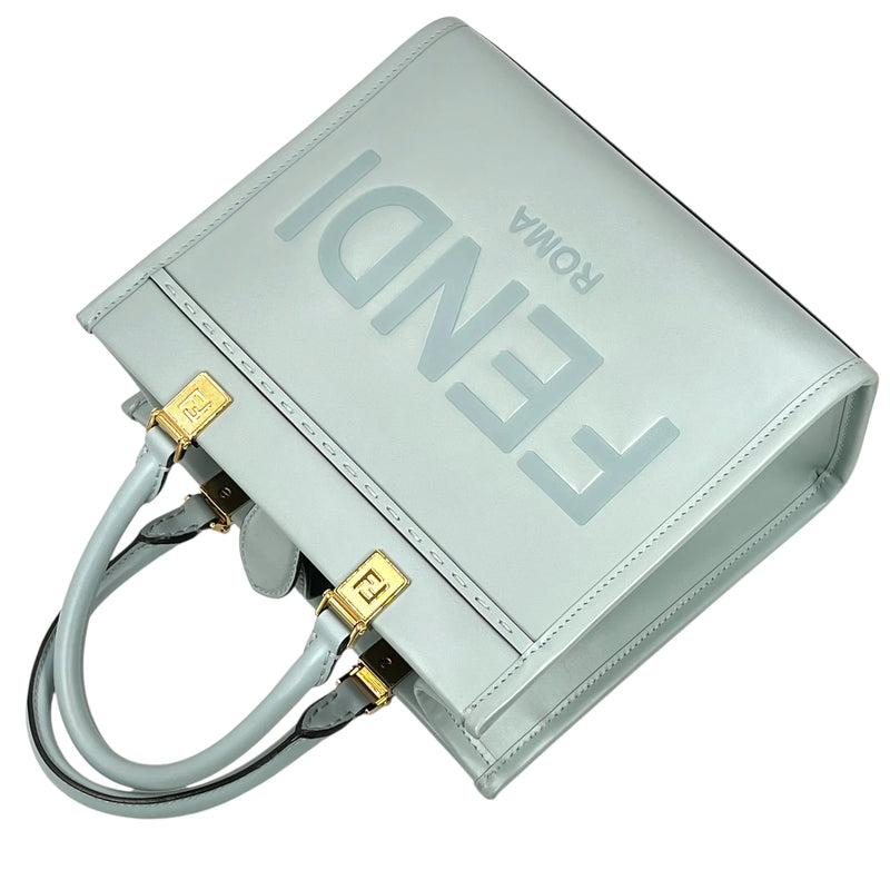 FENDI Sunshine Shopper Small Calfskin Leather Handbag/Shoulder Bag - Blue 