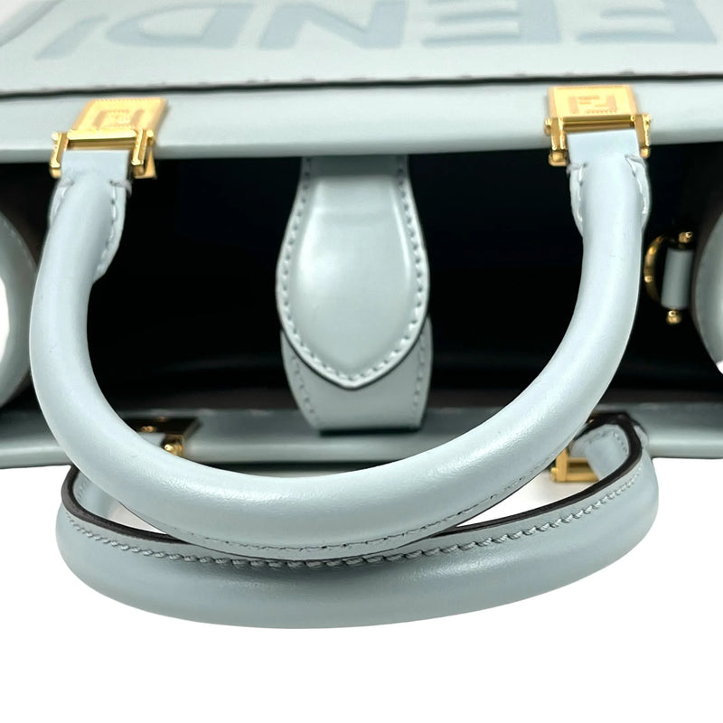 FENDI Sunshine Shopper Small Calfskin Leather Handbag/Shoulder Bag - Blue 