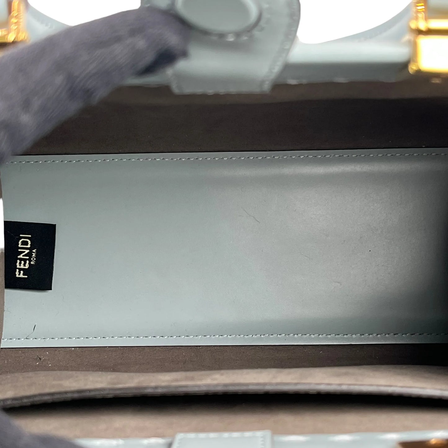 FENDI Sunshine Shopper Small Calfskin Leather Handbag/Shoulder Bag - Blue 