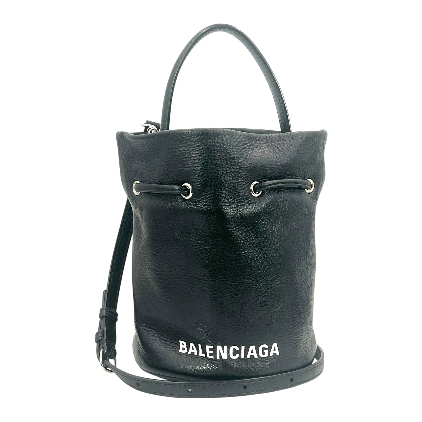 BALENCIAGA エブリデイ ドローストリング バケットバック XS カーフスキン ハンドバッグ ショルダーバッグ - ブラック