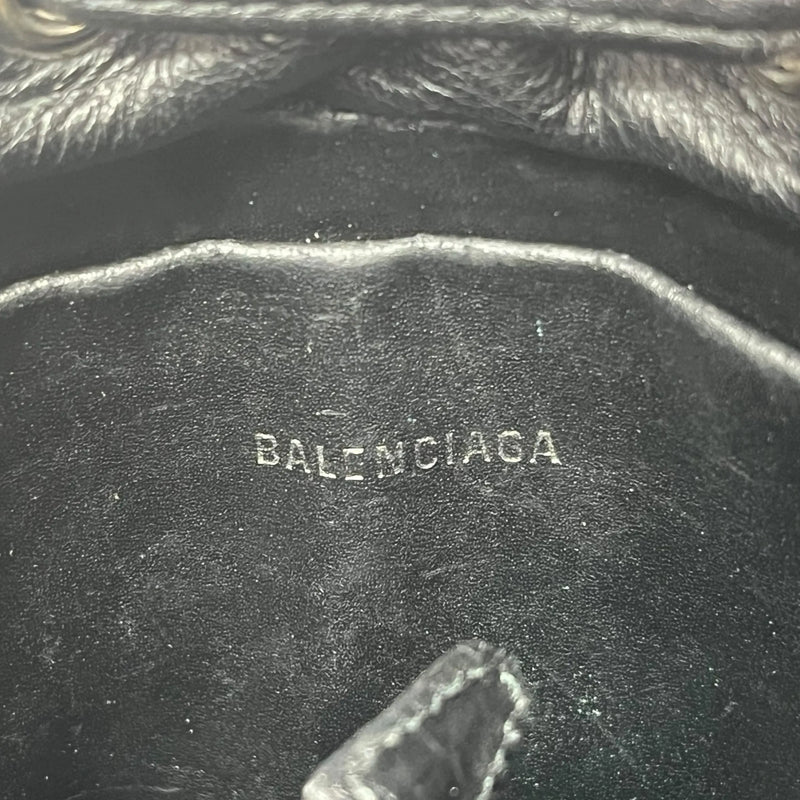 BALENCIAGA エブリデイ ドローストリング バケットバック XS カーフスキン ハンドバッグ ショルダーバッグ - ブラック