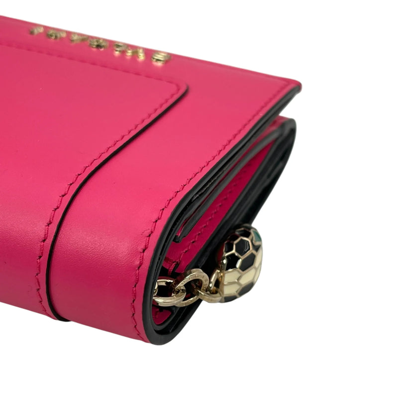 BVLGARI セルペンティ フォーエバー カーフレザー 三つ折り財布 コンパクトウォレット - ピンク