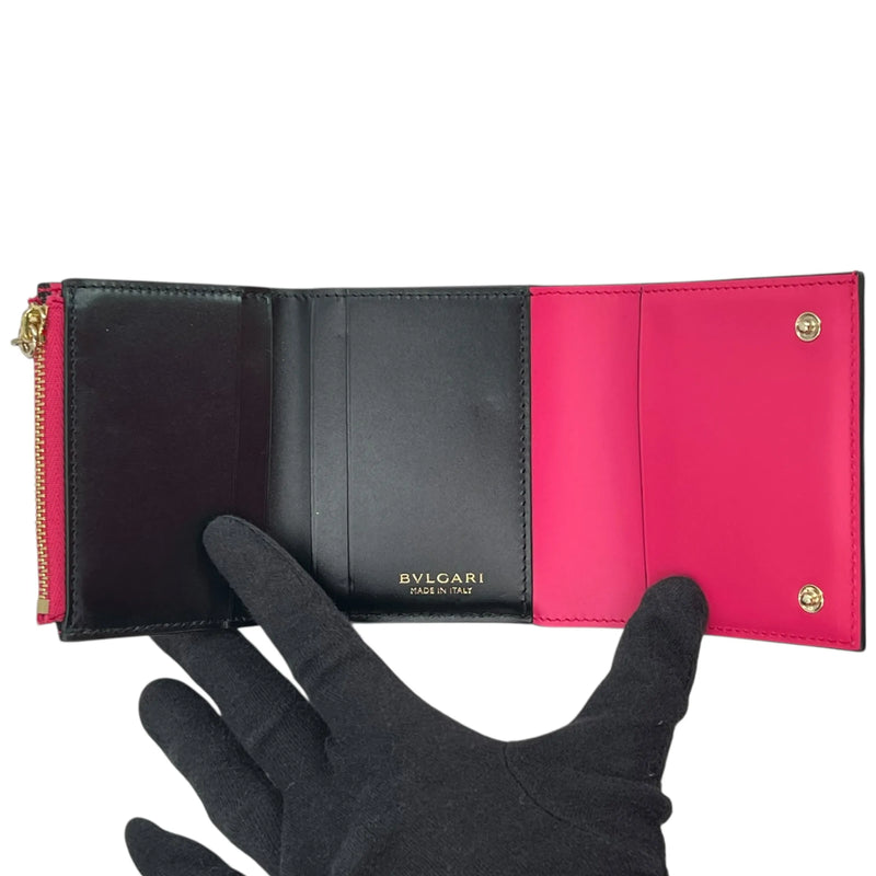 BVLGARI セルペンティ フォーエバー カーフレザー 三つ折り財布 コンパクトウォレット - ピンク