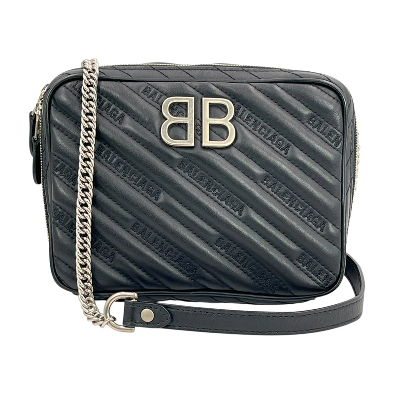 BALENCIAGA BBレポーター XS カーフスキン チェーンショルダーバッグ - ブラック