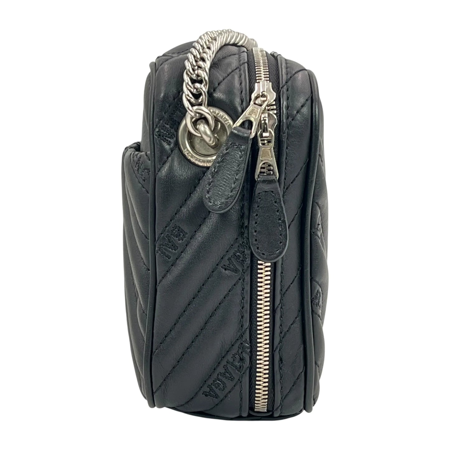 BALENCIAGA BBレポーター XS カーフスキン チェーンショルダーバッグ - ブラック