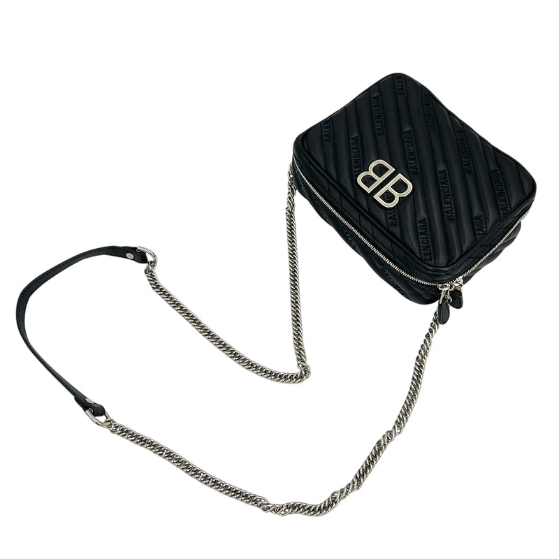 BALENCIAGA BBレポーター XS カーフスキン チェーンショルダーバッグ - ブラック