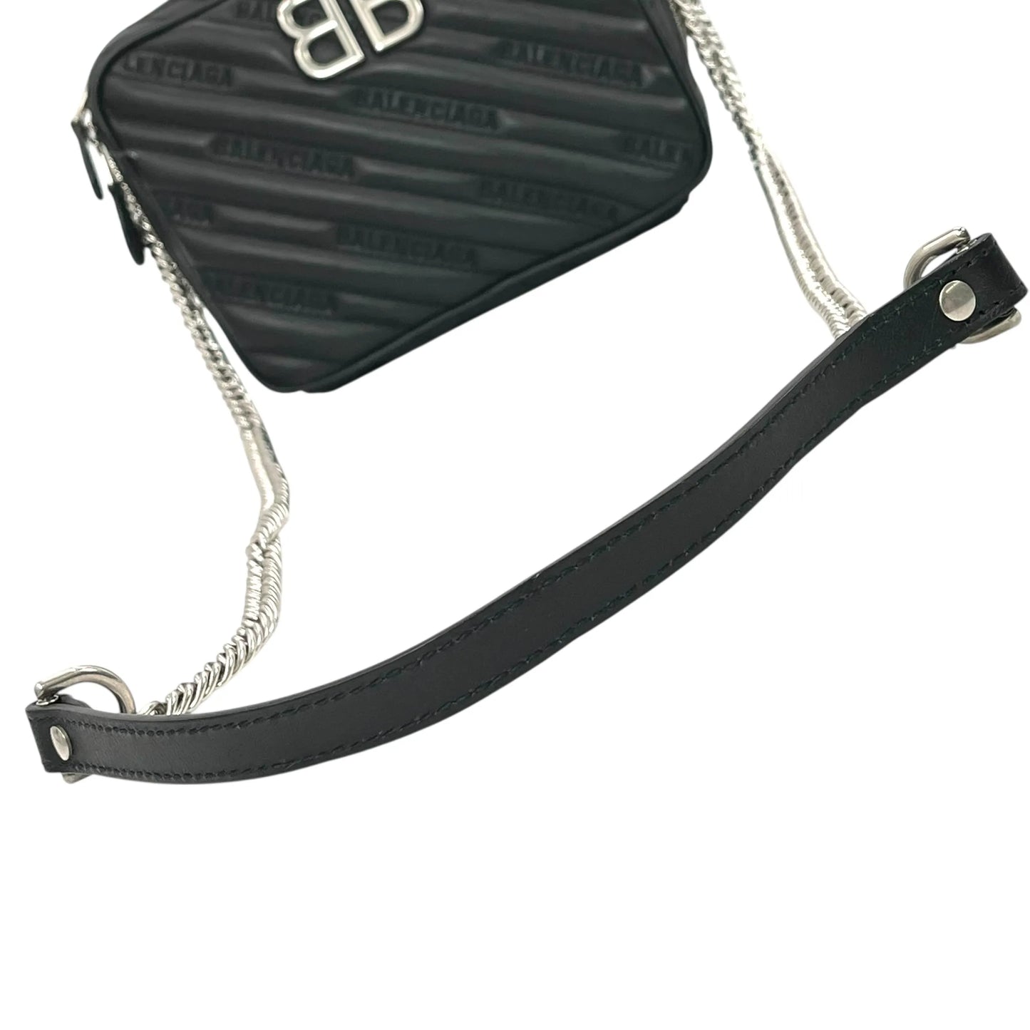BALENCIAGA BBレポーター XS カーフスキン チェーンショルダーバッグ - ブラック