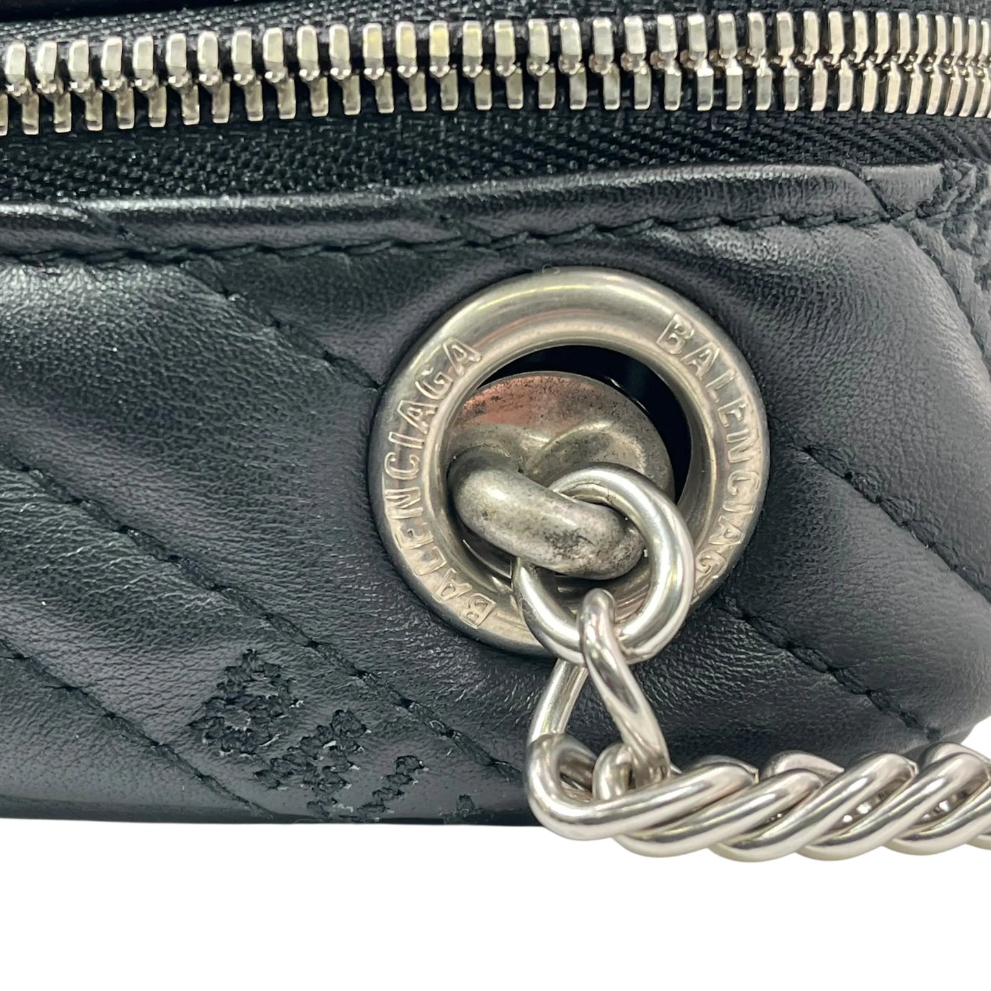 BALENCIAGA BBレポーター XS カーフスキン チェーンショルダーバッグ - ブラック