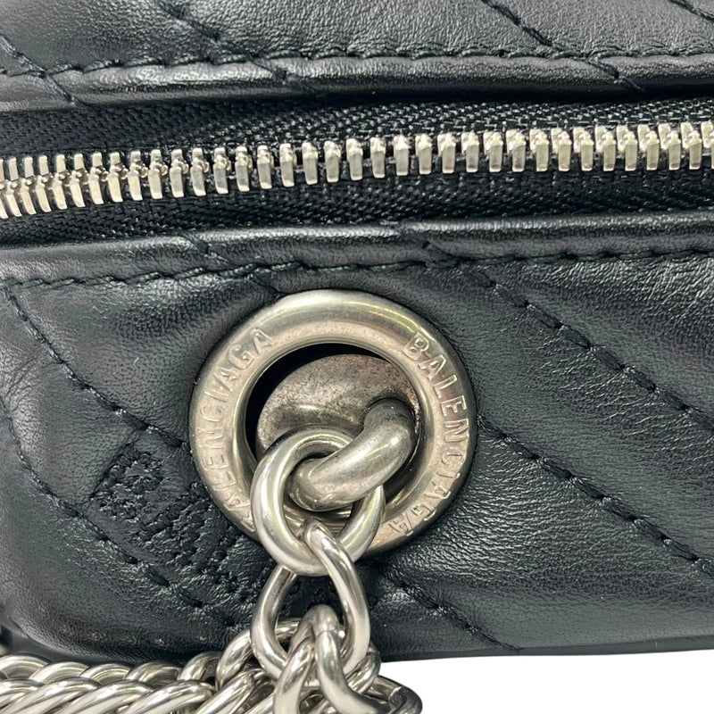 BALENCIAGA BBレポーター XS カーフスキン チェーンショルダーバッグ - ブラック
