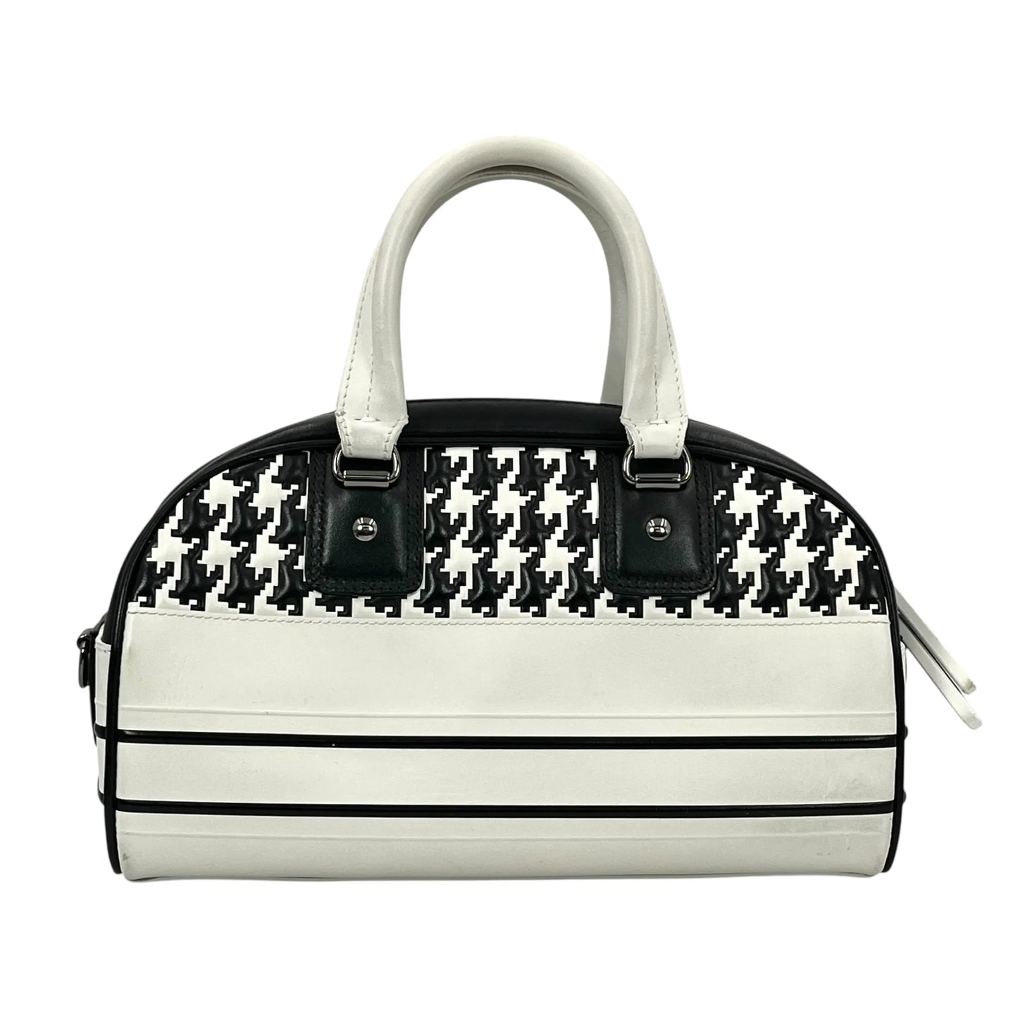 HOLD🔷Dior ディオール ヴァイブ スモール ボウリングバッグ カーフスキン ハンドバッグ ショルダーバッグ - ホワイト × ブラック