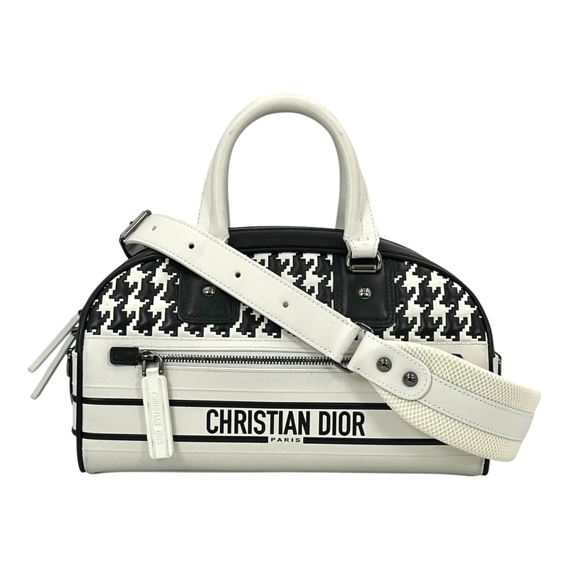 HOLD🔷Dior ディオール ヴァイブ スモール ボウリングバッグ カーフスキン ハンドバッグ ショルダーバッグ - ホワイト × ブラック
