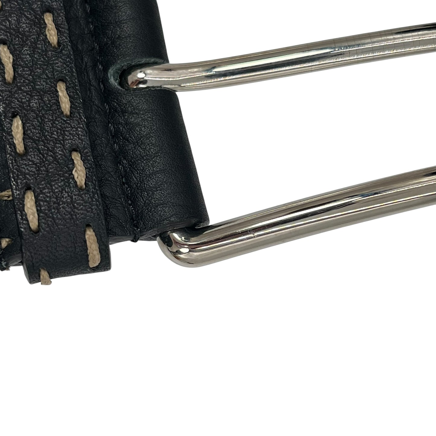 FENDI レザー ステッチ ベルト - ブラック