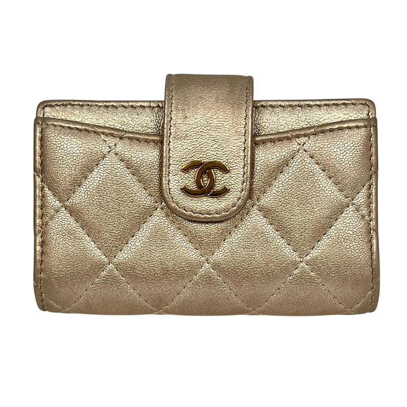CHANEL Matelasse Metallic Bifold Compact Wallet - Gold 