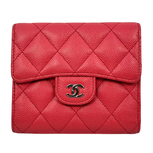 CHANEL Matelasse Caviar Leather Bi-fold Compact Wallet - Pink 