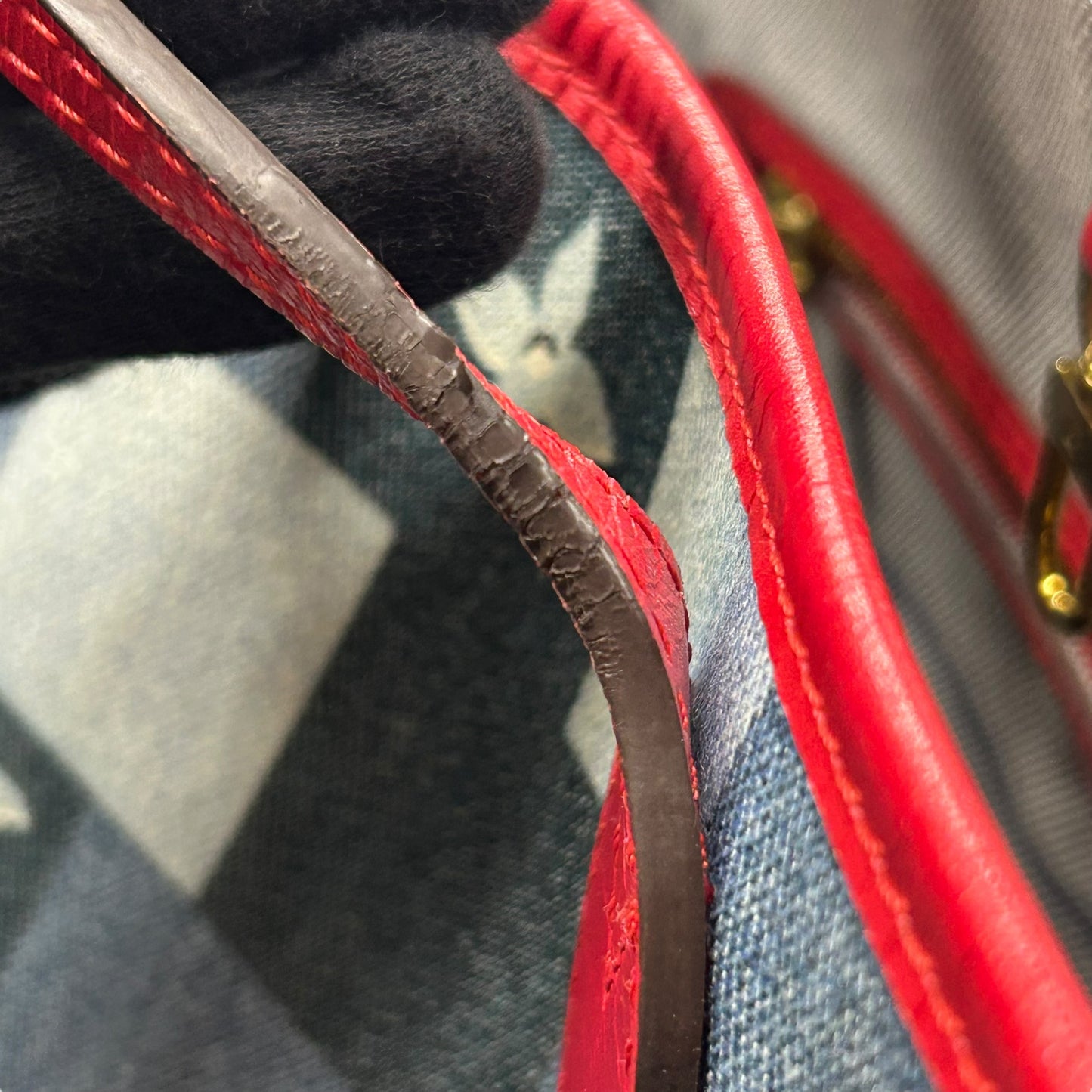 Louis Vuitton Monogram Denim Neverfull MM Tote Bag - Blue 